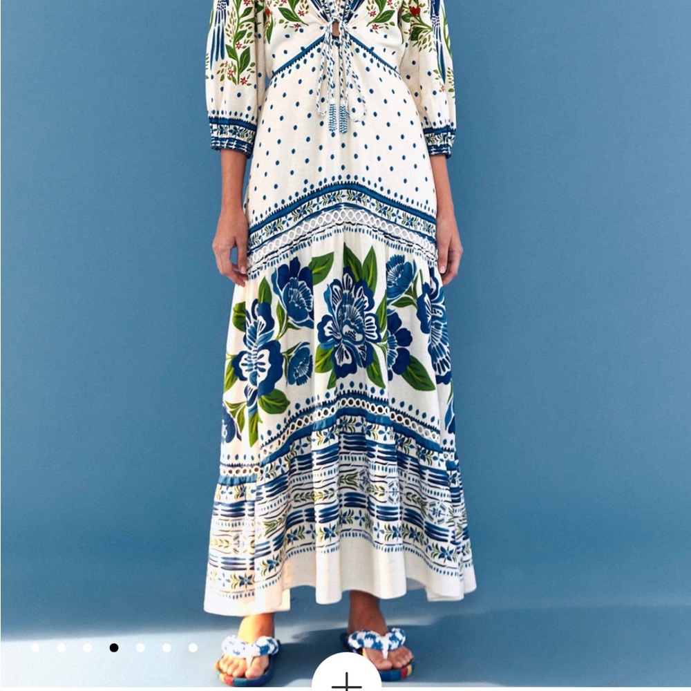 FARM Rio Blue and Green Floral Maxi Dress